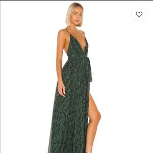 Michael Costello snake print dress high slit